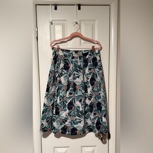 LOFT Floral A-Line Skirt - Blue and Green